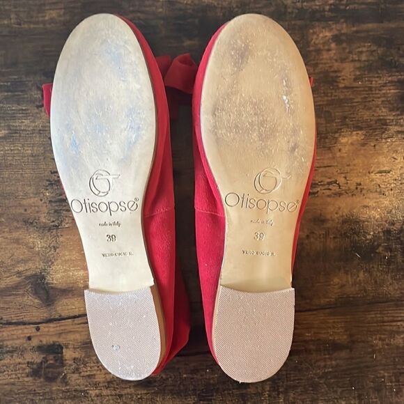 Otisopse Suede Red Bow Flats size 39/9 Made in Italy - Picture 6 of 6